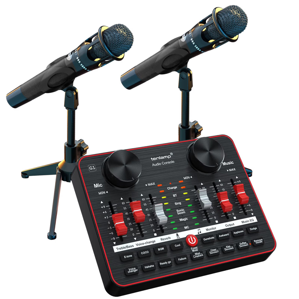 Podcast Equipment Bundle with Two Studio Condenser Microphones and Audio Interface Sound Board X558956