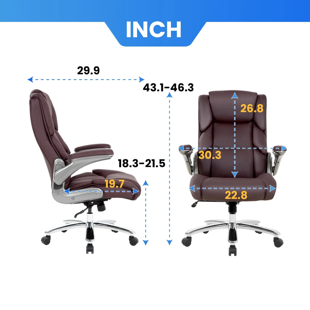 Big and Tall Brown Leather Office Chair 400lbs Z88653