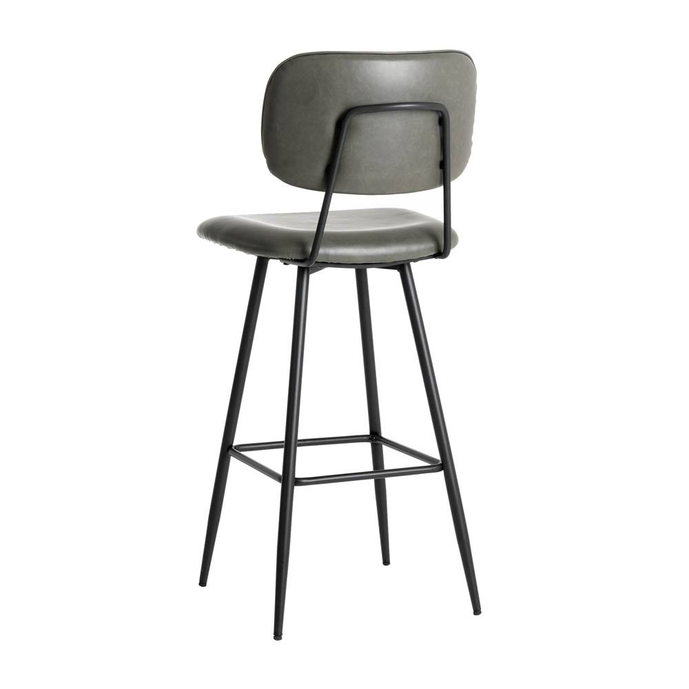 Grey PU Leather Bar Stool with Back, Set of 2 P51229