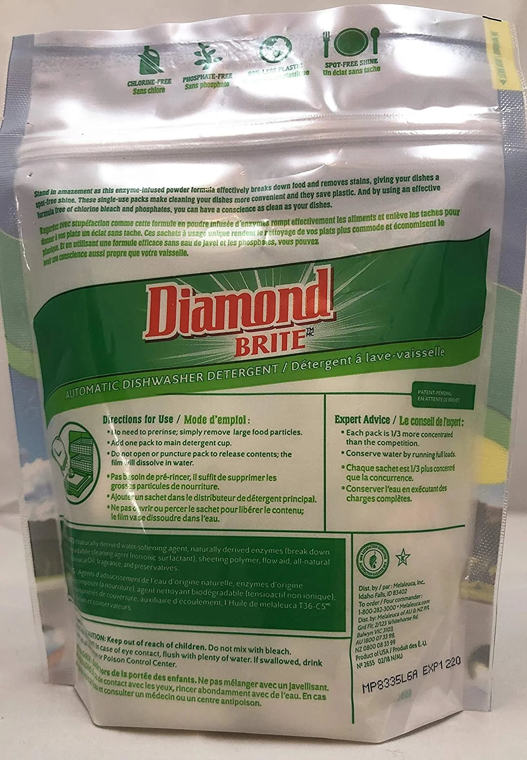 Automatic Dishwasher Detergent Packs 8.5oz 20 Packs A3538