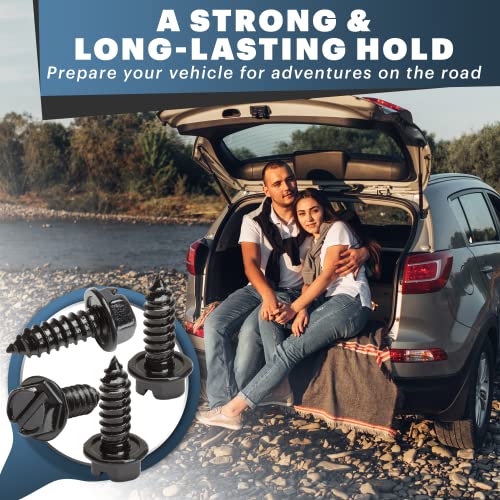 Rustproof Stainless Steel License Plate Screws 4-Pack Black N7704