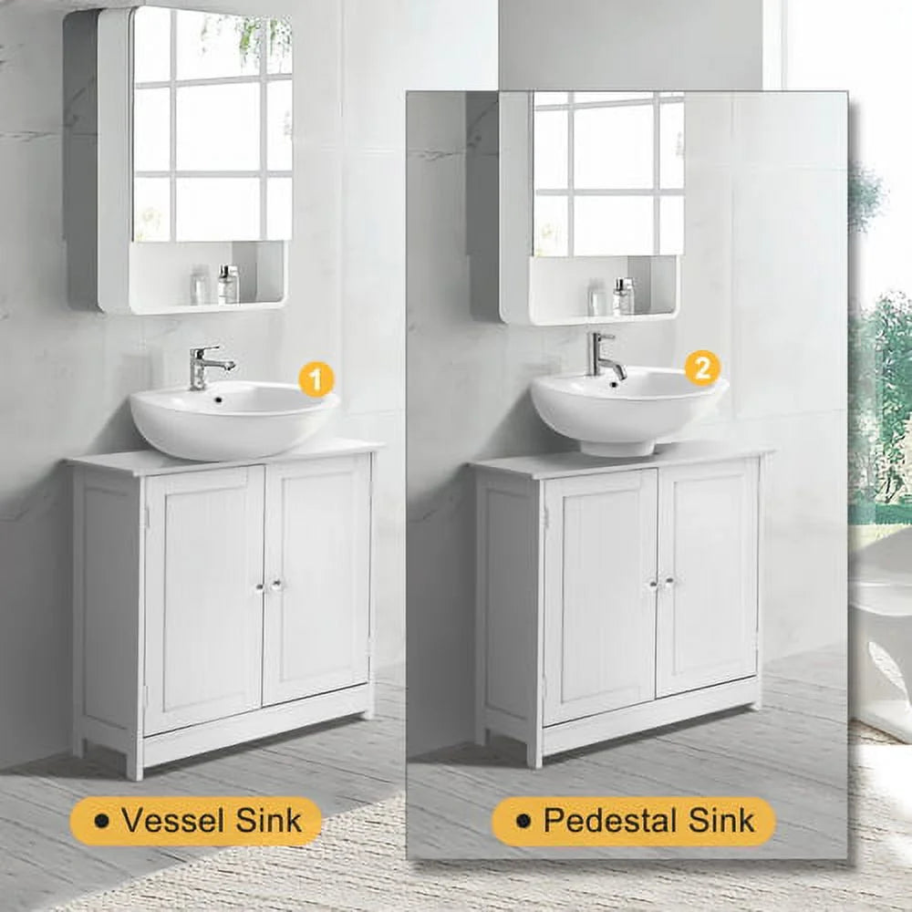 White Bathroom Vanity Cabinet with Adjustable Shelf R676160