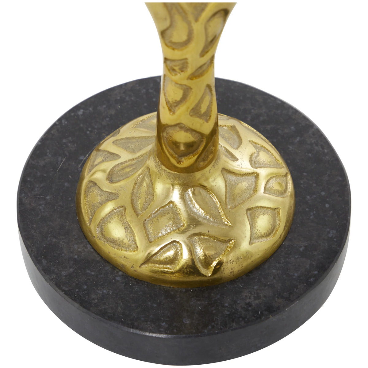 Gold Aluminum Accent Table with Black Marble Base L2666