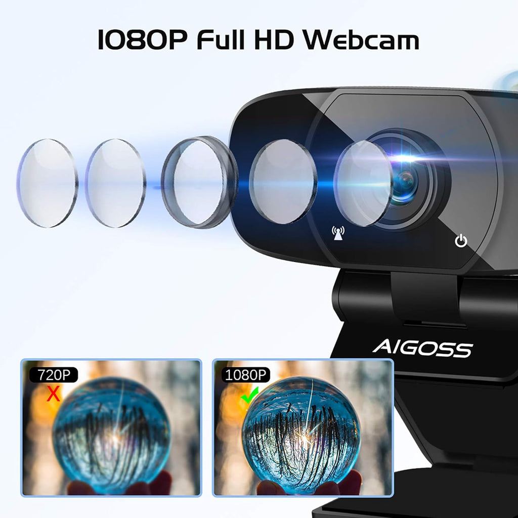 Black Webcam with Microphone and Tripod Stand U954671