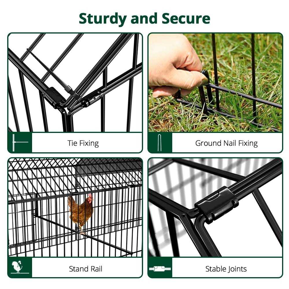 Chicken Coop Chicken Run Pen with Cover Metal Portable Z630315