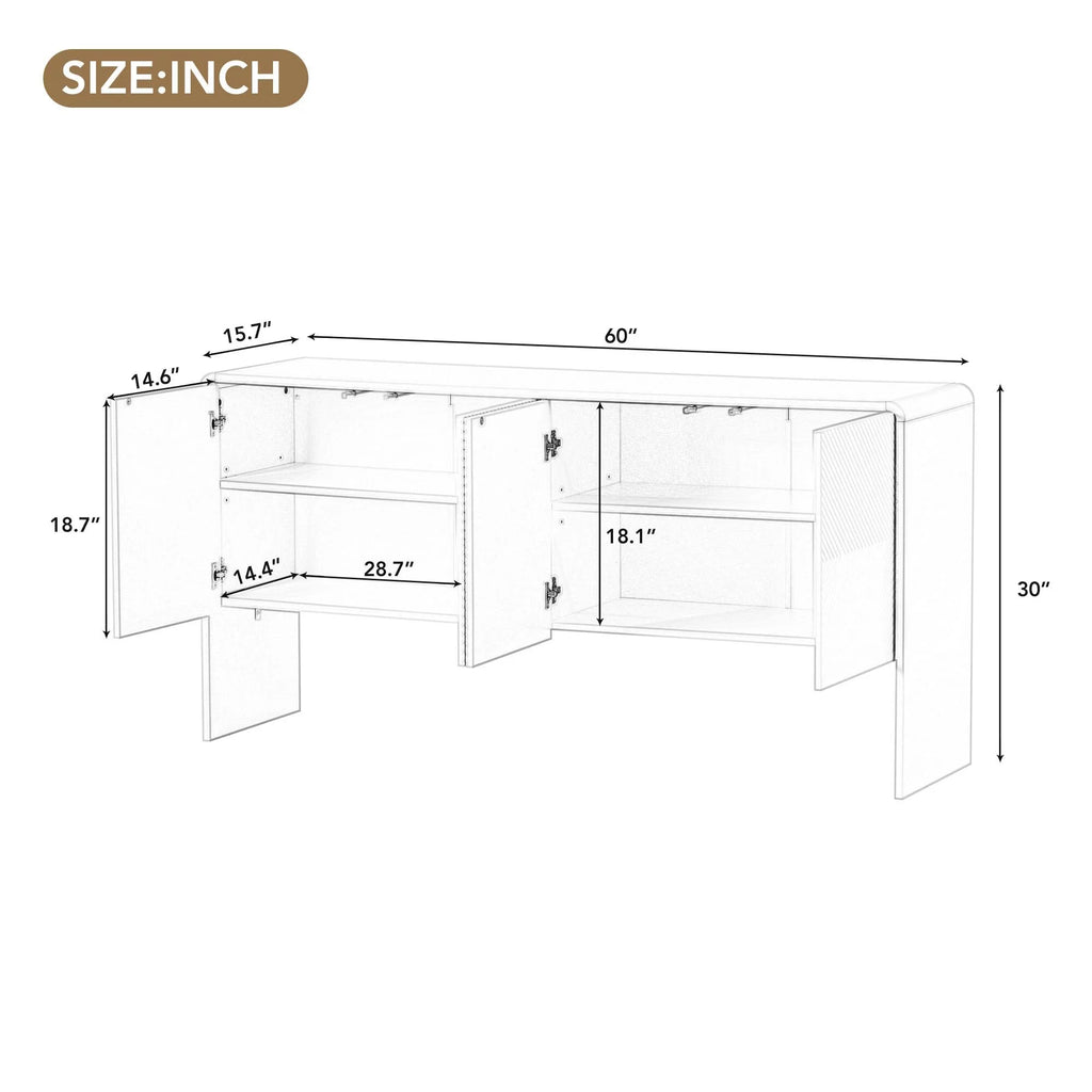 60" Wooden Sideboard with 4 Doors M38601