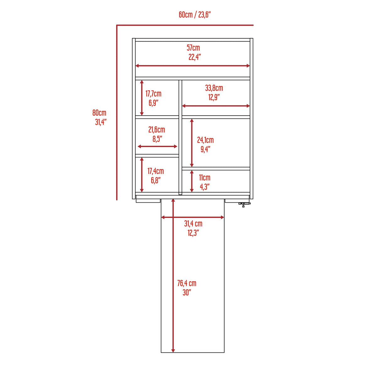 Foldable Table with Base and Shelves R708619