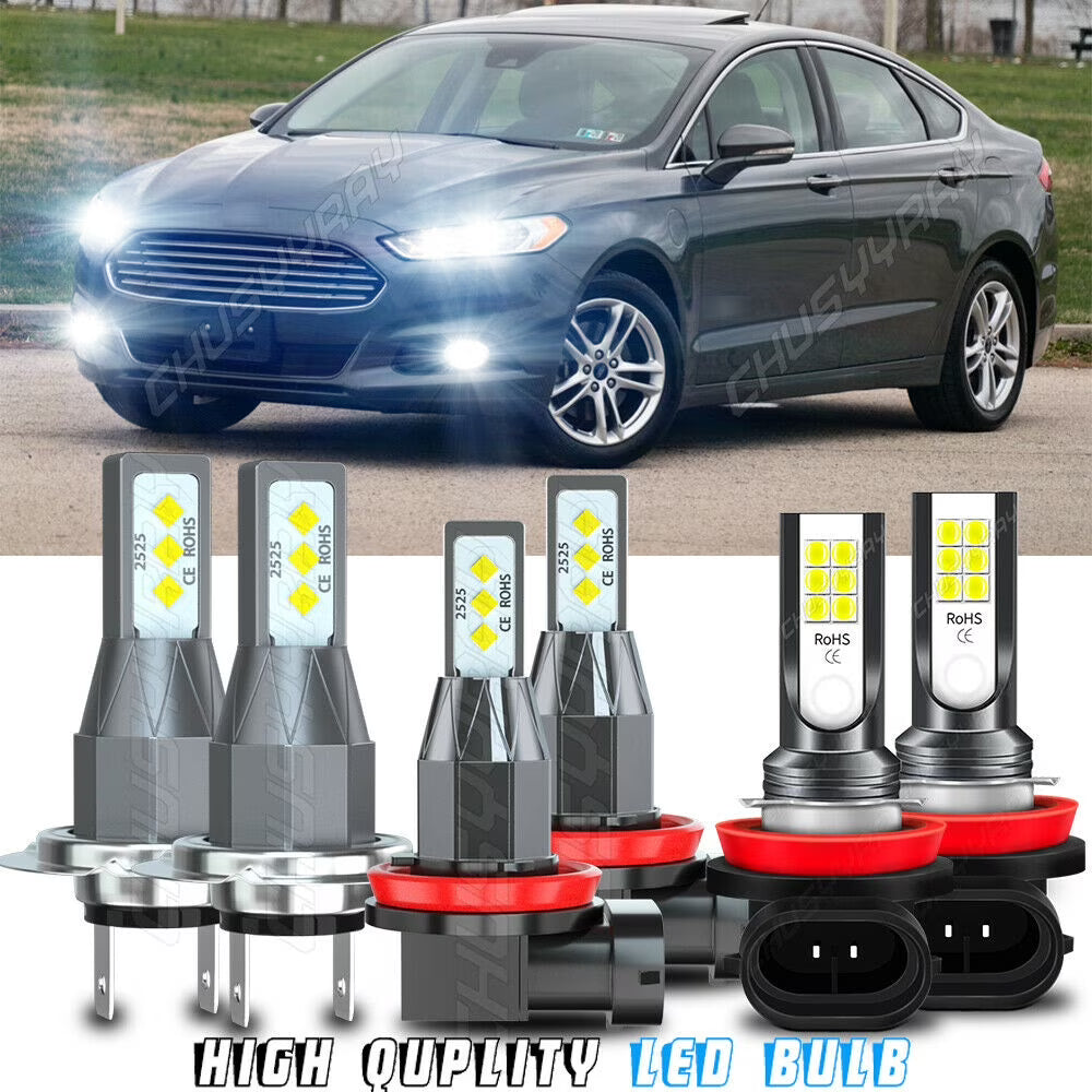 6x LED Headlights Hi/Low Beam Fog Light Bulbs 6000K U4497
