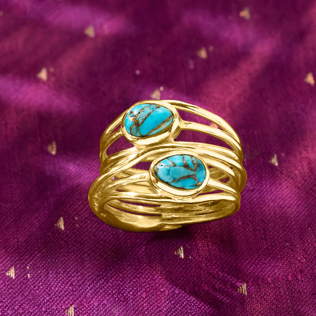 Turquoise Highway Ring in 18kt Gold Over Sterling Y18773