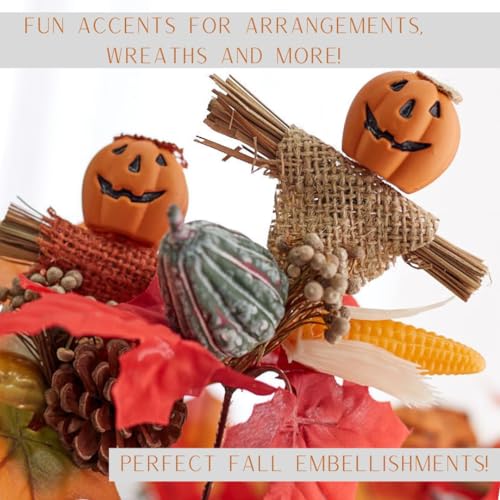 Set of 12 Assorted Pumpkin Face Picks 8-1/2 Inches High S9791