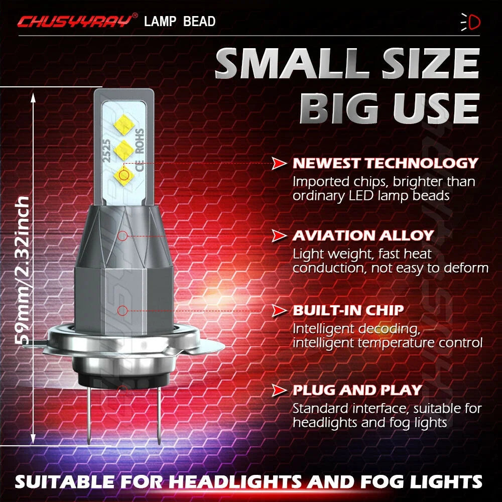 6x LED Headlights Hi/Low Beam Fog Light Bulbs 6000K U4497