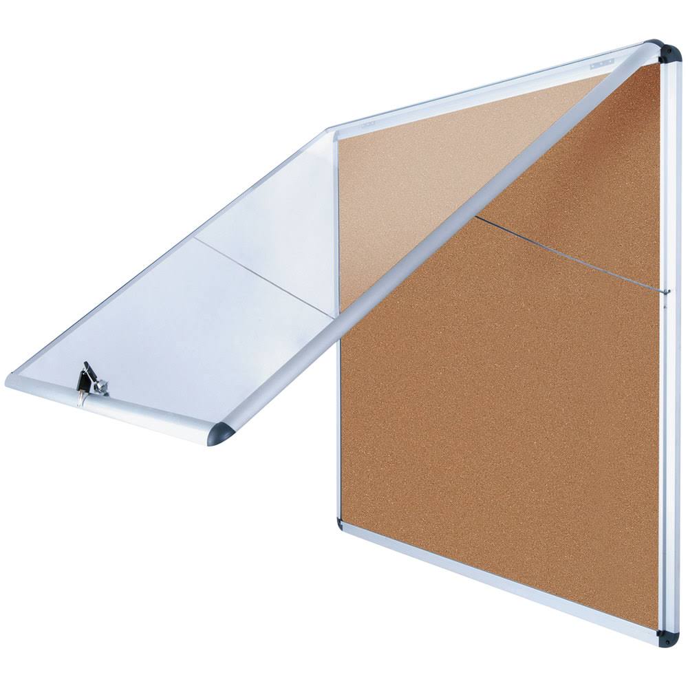 Slim-Line Enclosed Cork Bulletin Board 47 x 38 in. Aluminum Case E99559