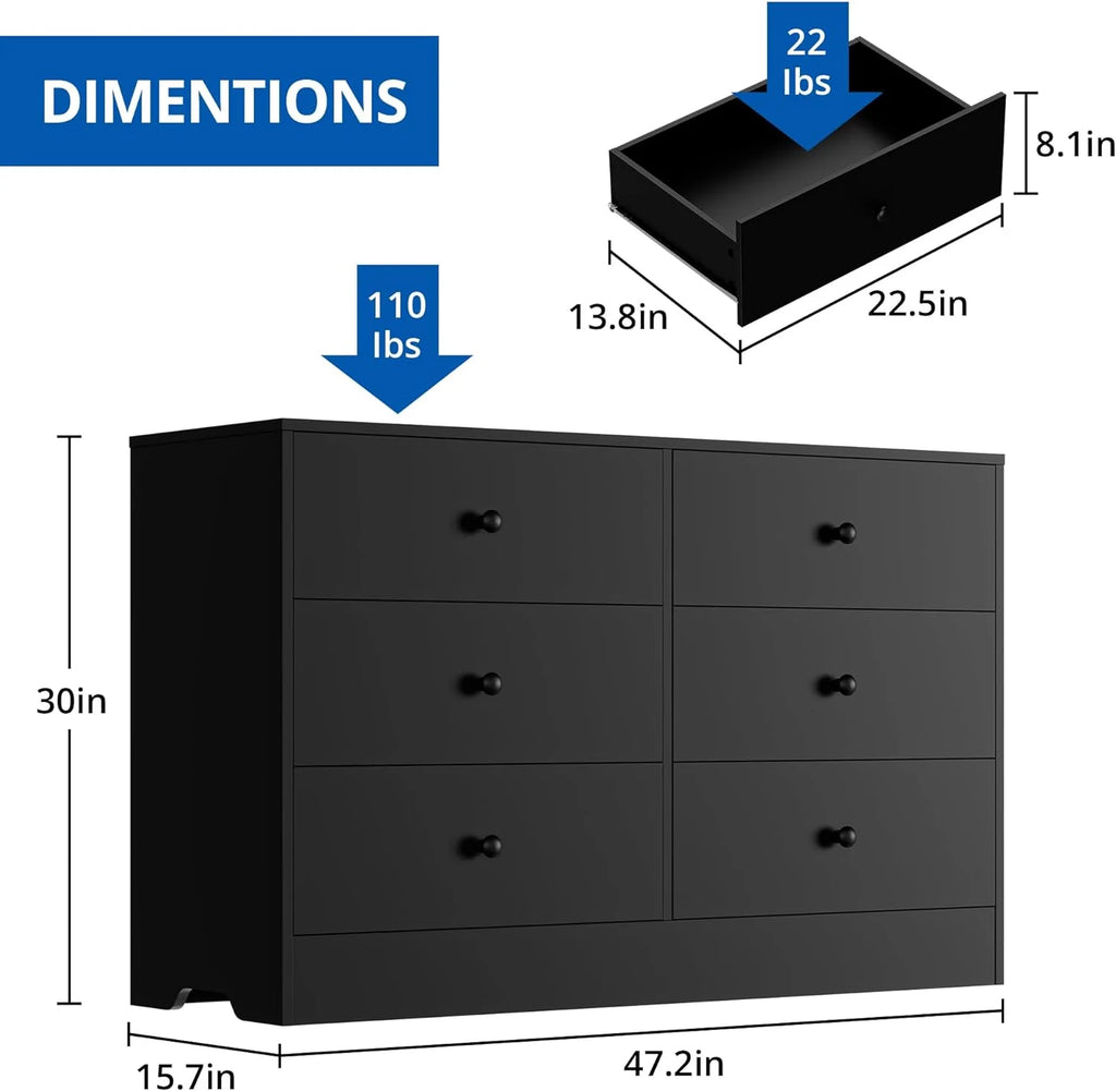Black 6 Drawer Dresser U91704