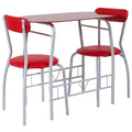 Red 3-Piece Metal and Glass Bistro Set R142714