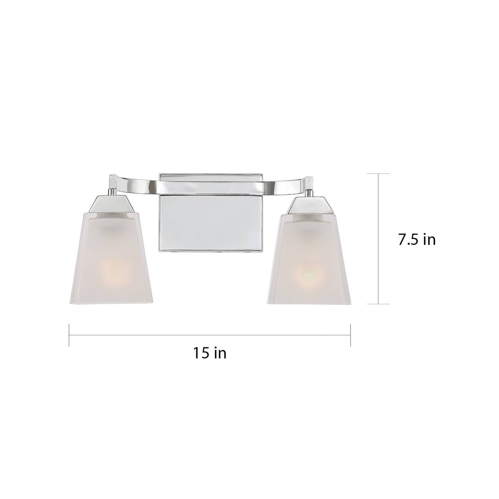 Polished Chrome 2-Light Bath Fixture with Frosted Glass M555
