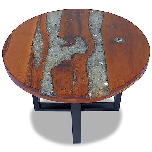 Teak Resin Round Coffee Table 23.6" B869316