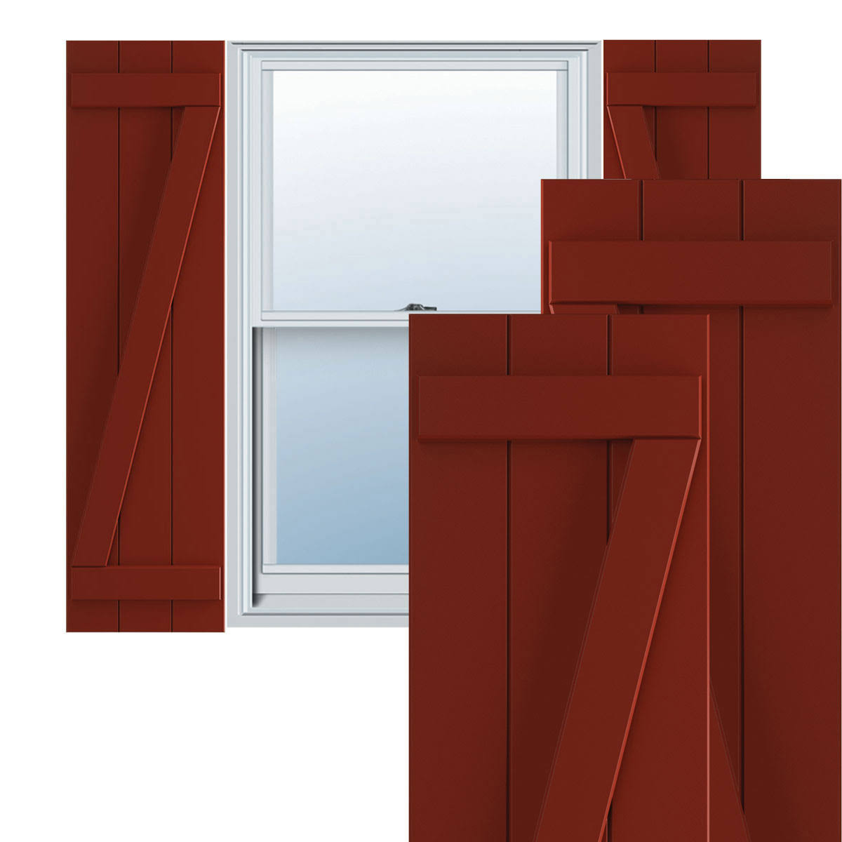 Pepper Red PVC Board and Batten Shutters, Per Pair K845