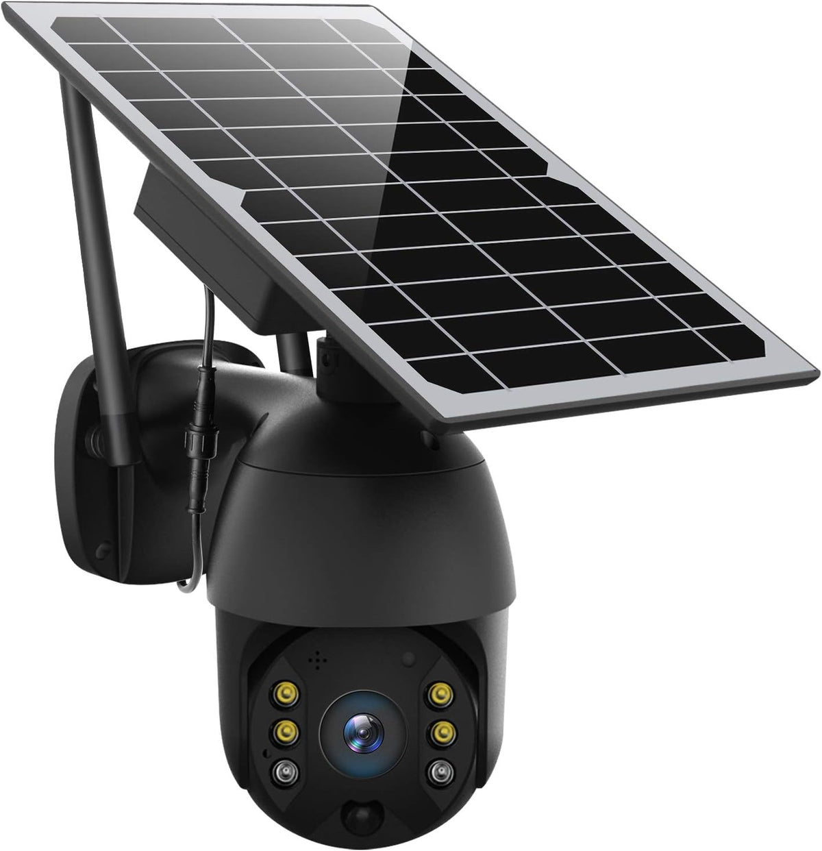 Solar Powered Wireless Security Camera Outdoor Pan Tilt WiFi Waterproof with Spotlight Battery Solar Panel Color Night Vision Motion Detection 2-Way Audio SD&Cloud Storage Black J500