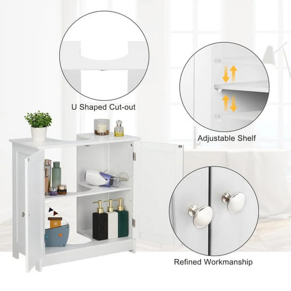 White Bathroom Vanity Cabinet with Adjustable Shelf R676160