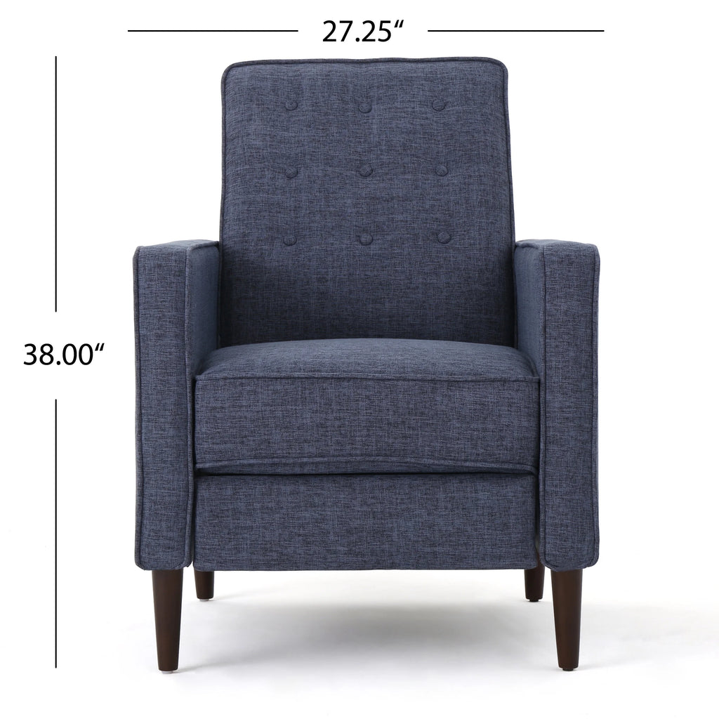 Dark Blue Fabric Button Tufted Recliner Z380