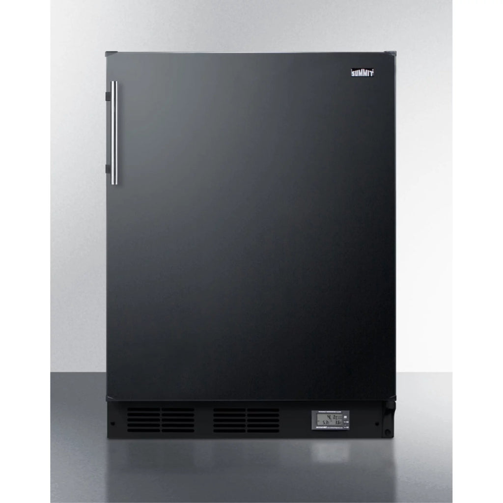 Black Undercounter Refrigerator-Freezer with Thermometer and Alarm G747057