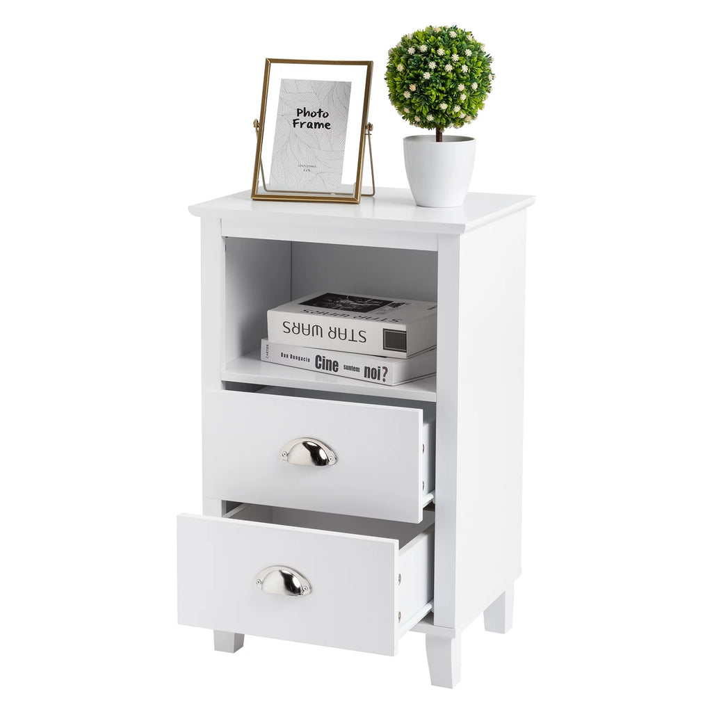White 2 Drawer Bedside Table J61700