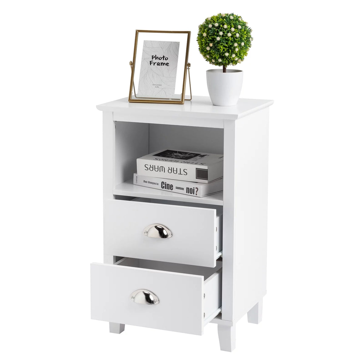 White 2 Drawer Bedside Table J61700