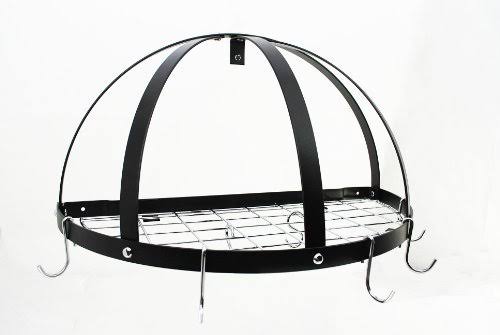 Black Pot Rack with Grid and Chrome Hooks F704153
