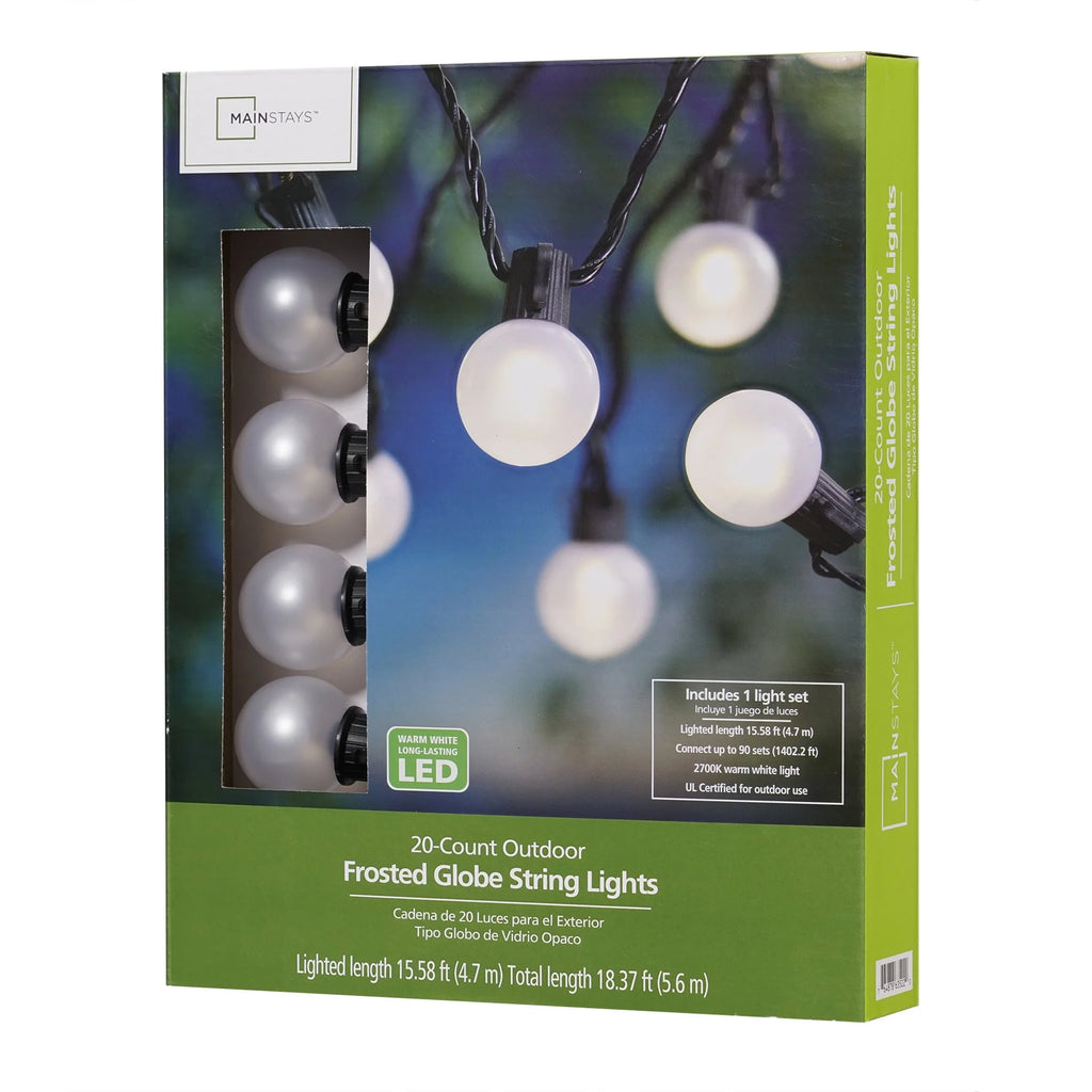 20-Count LED Frosted Globe Outdoor String Lights X5549