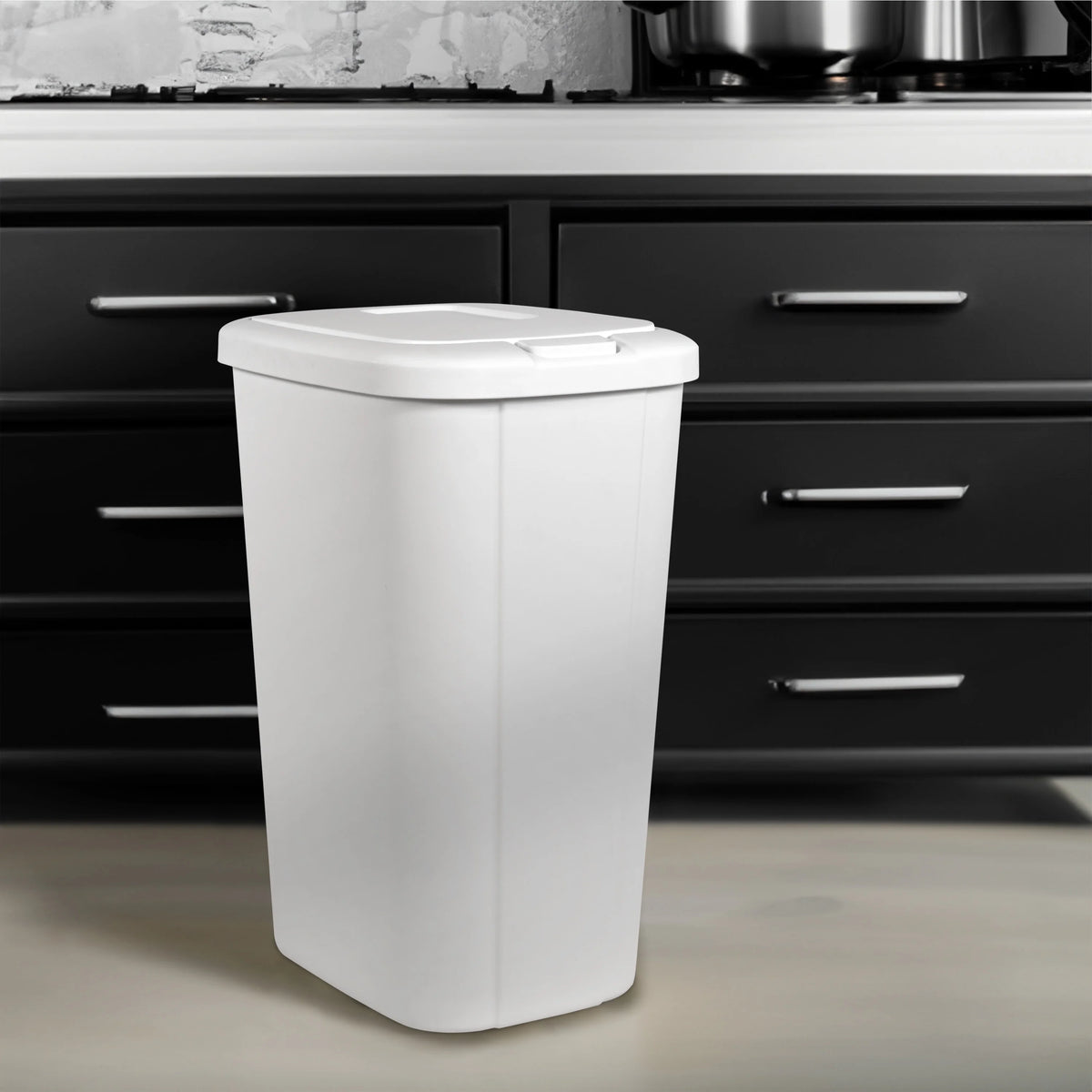 13.3-gal Touch Lid Trash Can, White (2 Pack) V336
