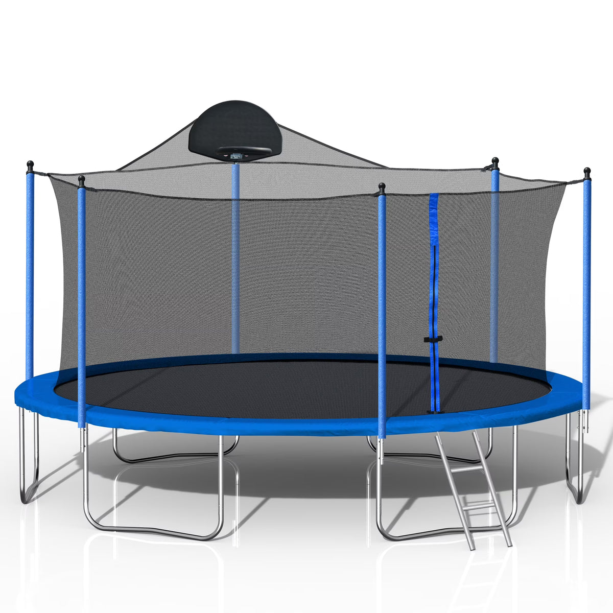 14FT Trampoline with Basketball Hoop, Safety Enclosure Net, and Ladder S417037