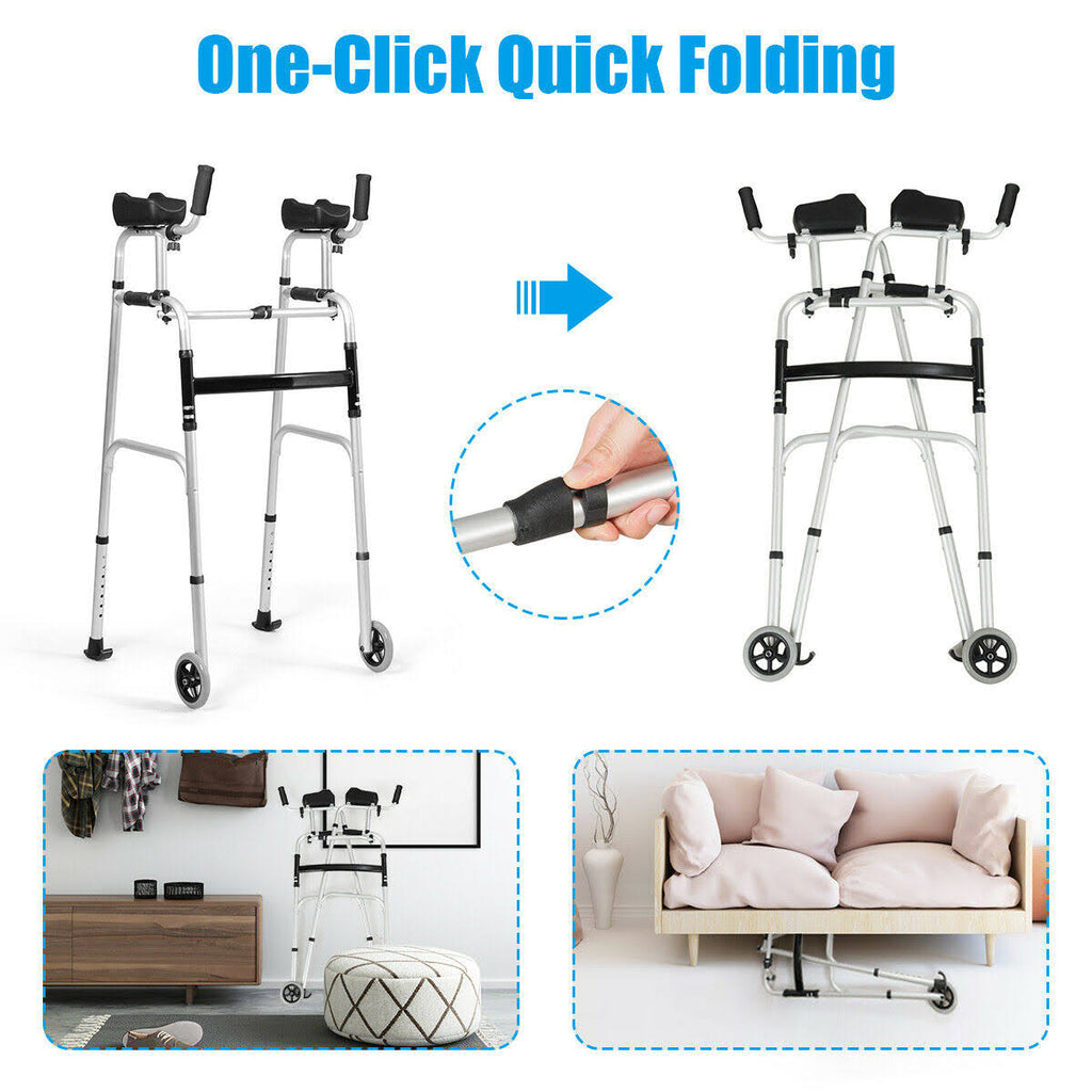 Folding Height Adjustable Walking Frame with Armrest J894150