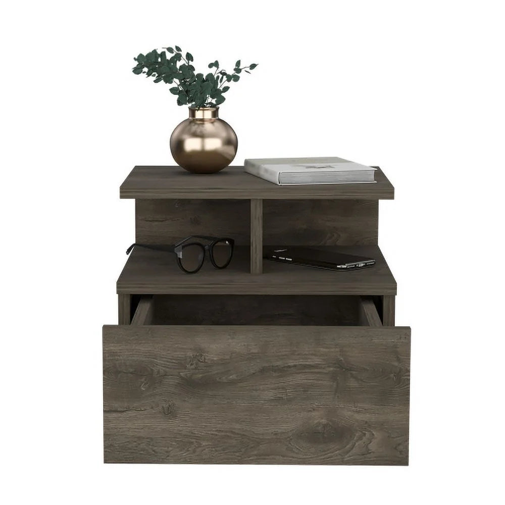 Floating Nightstand One Drawer Dark Walnut Finish Q5232