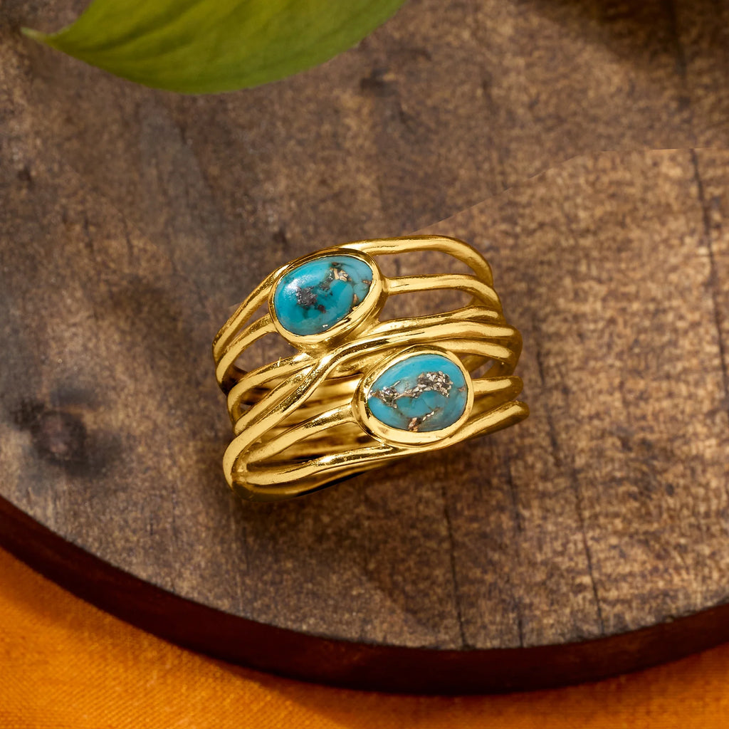 Turquoise Highway Ring in 18kt Gold Over Sterling Y18773