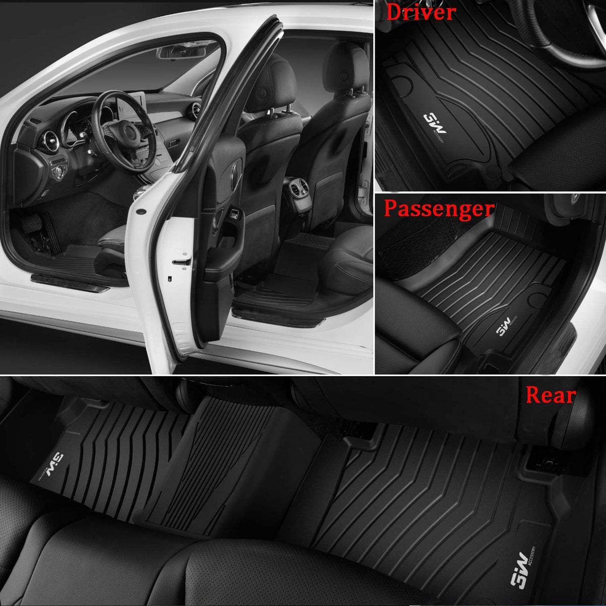 Black Pack of 2 Trunk Mat for Benz GLC O3651