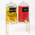 2 Pack 1 Gallon Glass Beverage Dispenser with Stand and Spigot D219378