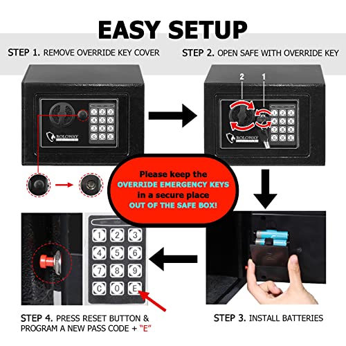 Black Steel Safe Box with Key Digital Keypad Lock Z653473