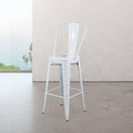 White Cafe Bar Stool with High Back W62998