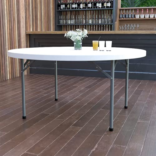 5 Pack 72" Round White Plastic Folding Table O8100