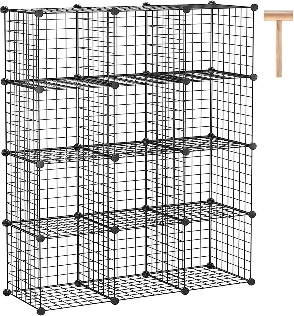 12-Cube Black Wire Cube Storage Organizer K662