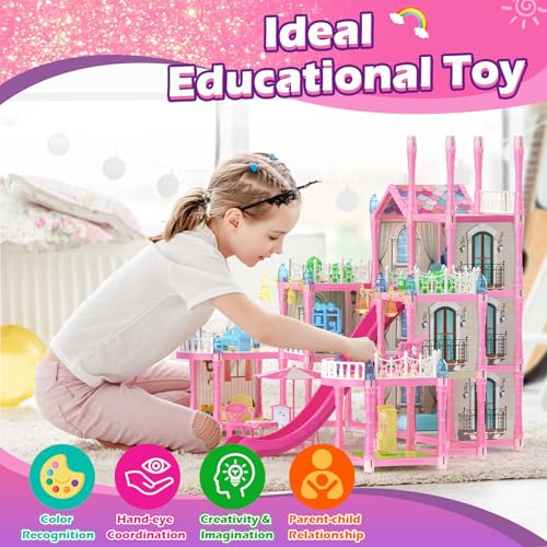 Doll House with Lights, 3 Dolls, 4 Floors A11472
