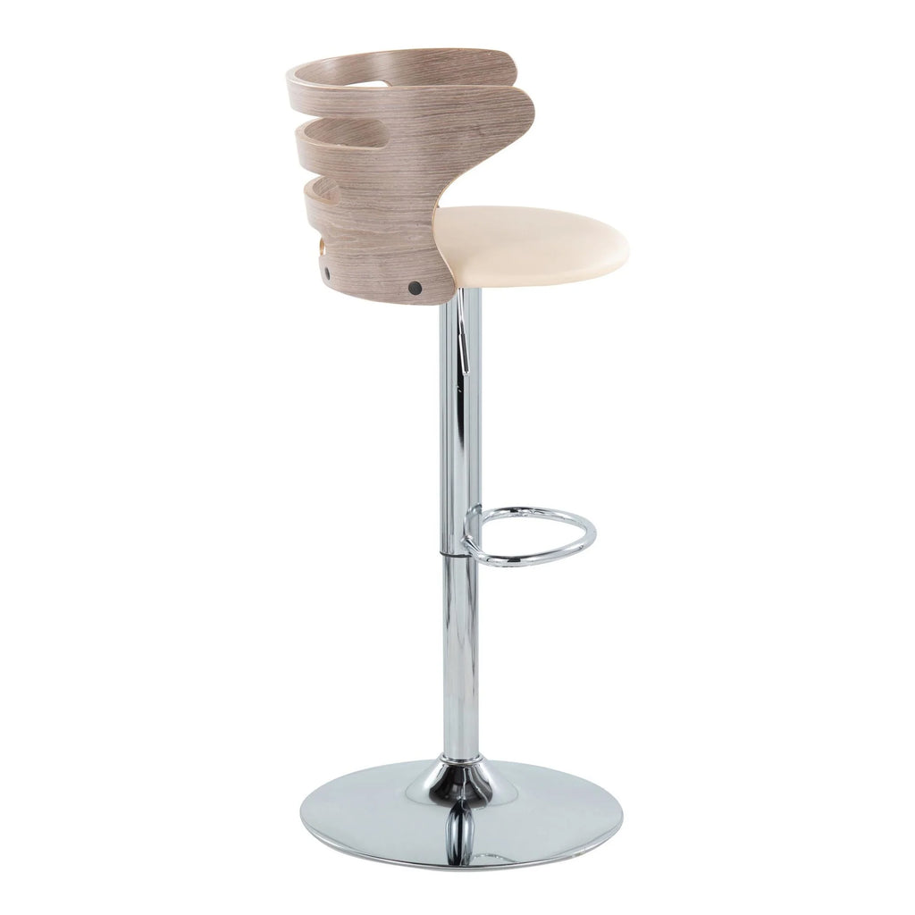 Light Grey Wood and Cream Faux Leather Swivel Barstool Set of 2 M975