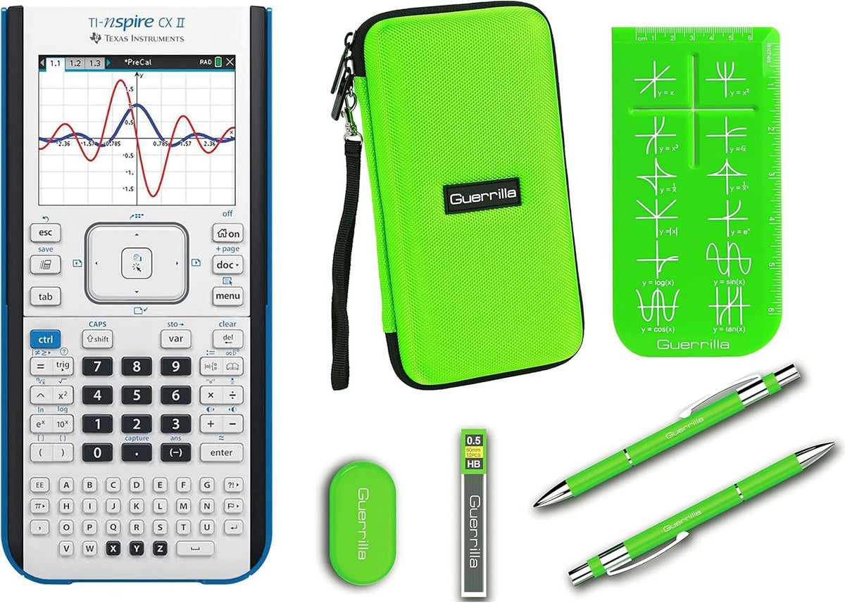 Green Graphing Calculator with Zipper Case and Accessory Kit O1317