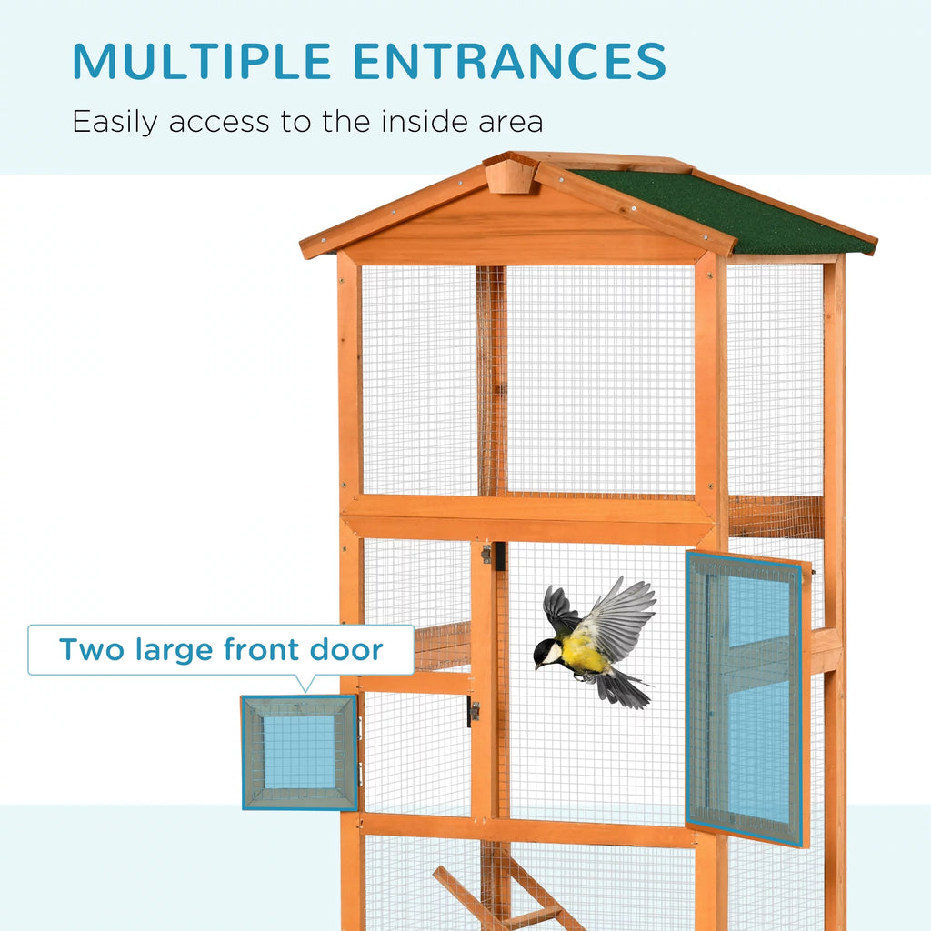 65" Large Wooden Outdoor Bird Cage with 2 Doors H879331