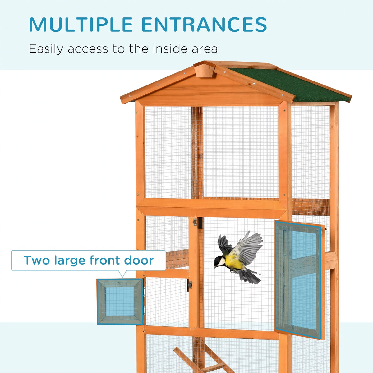 65" Large Wooden Outdoor Bird Cage with 2 Doors H879331