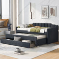 Twin Size Upholstered Daybed with Trundle and Drawers, Dark Gray J9545