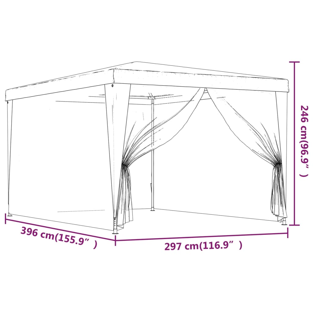 Blue 9.8'x13.1' HDPE Party Tent with 4 Mesh Sidewalls U80430