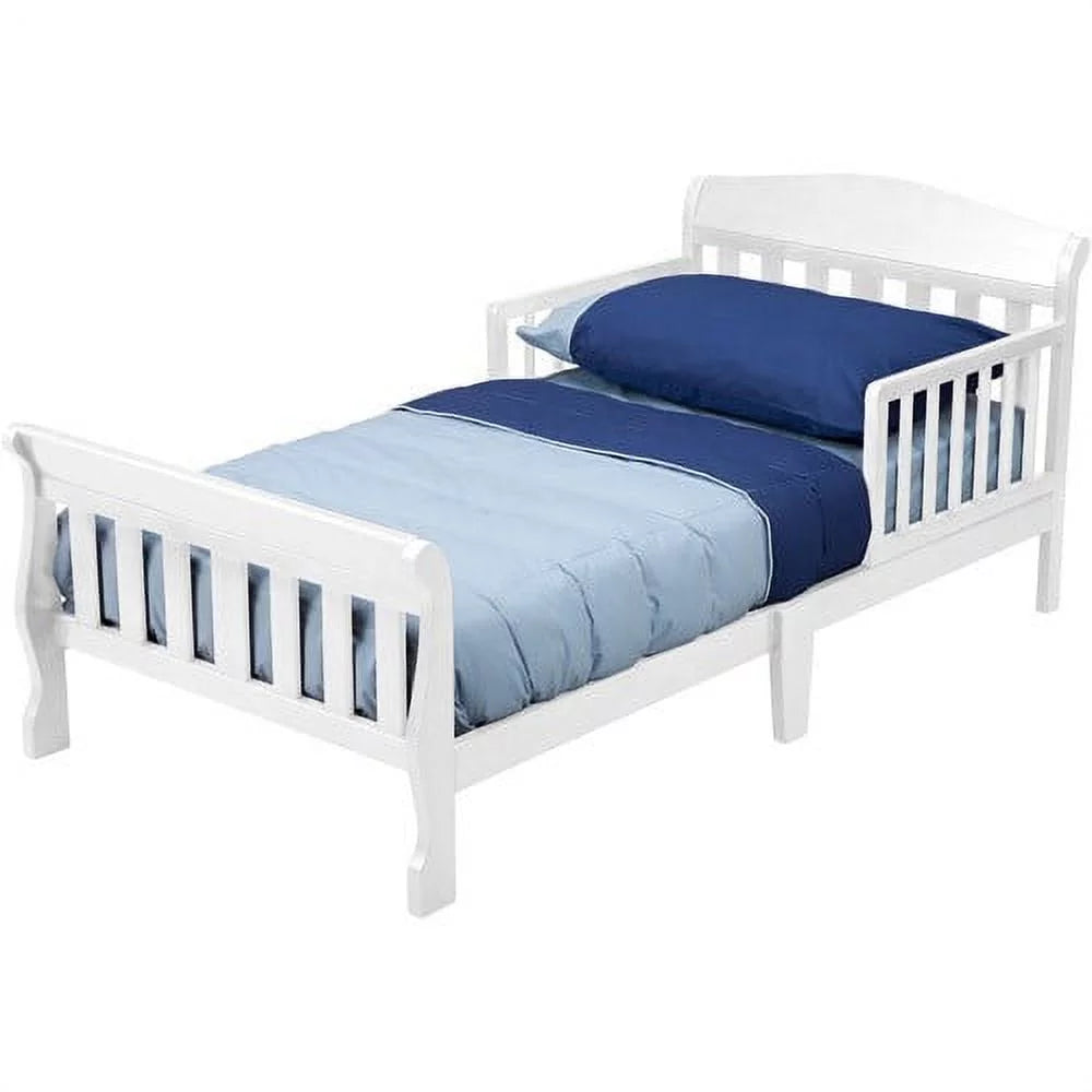 White Toddler Bed with Attached Bed Rails S5462