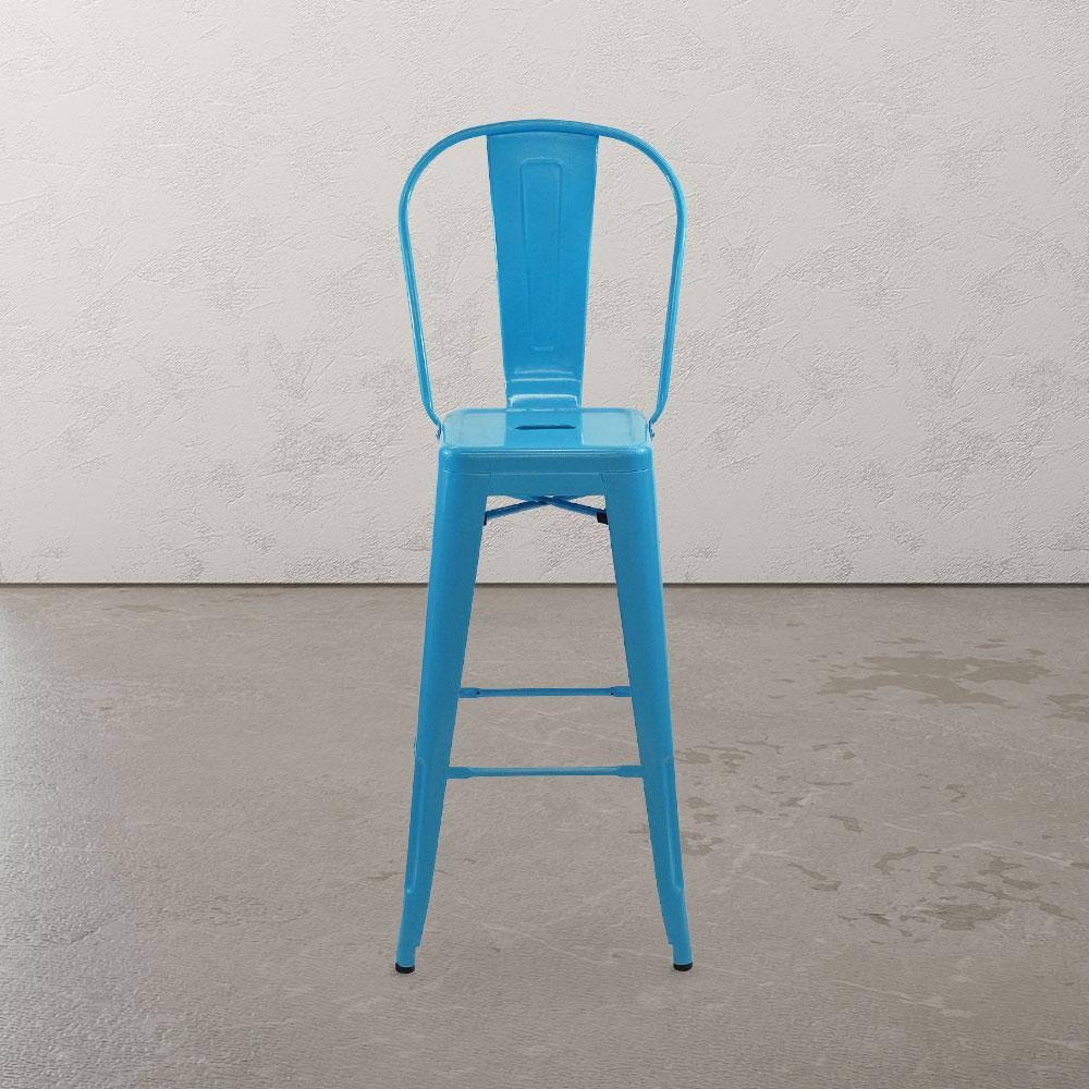 White Cafe Bar Stool with High Back W62998