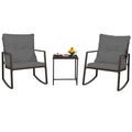 3-Piece Brown Wicker Patio Bistro Set with Glass Coffee Table G667